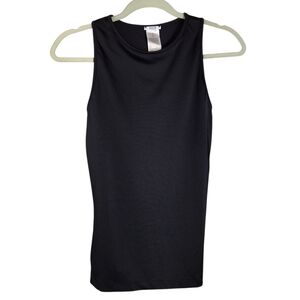Wolford Tank Top Womens Small Shiny Black Stretch Jersey High Neck